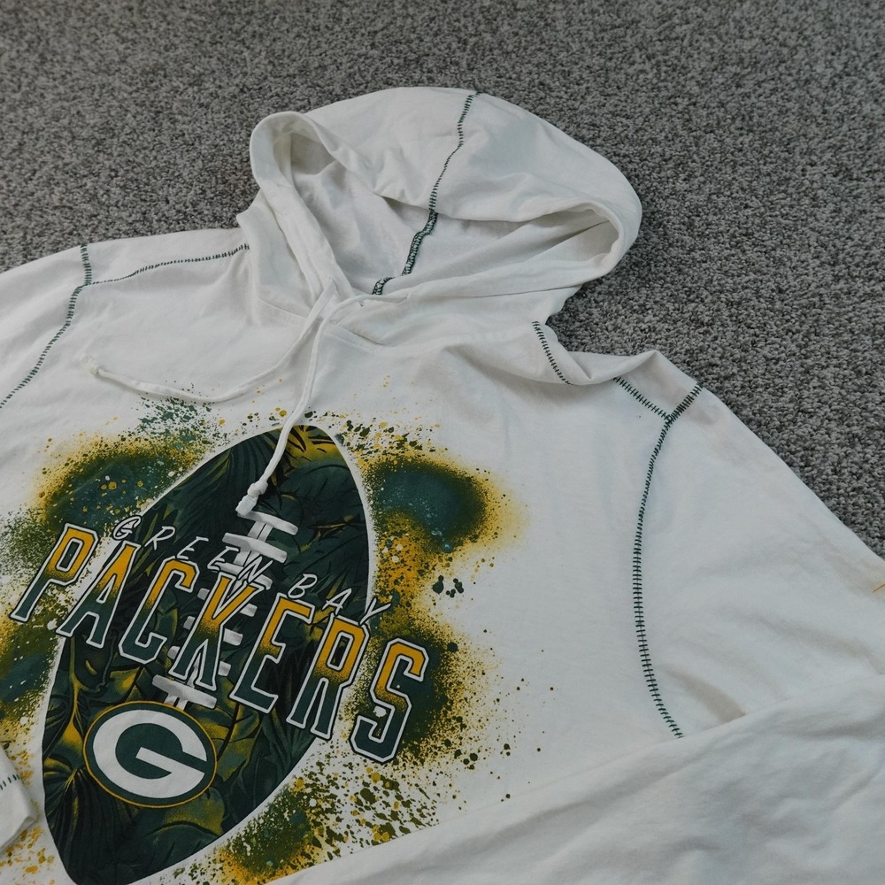 Green Bay Packers Hoodie Mens M White NFL Football Tommy Bahama Pullover Shirt